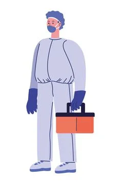 Laboratory worker with cooler Stock Illustration