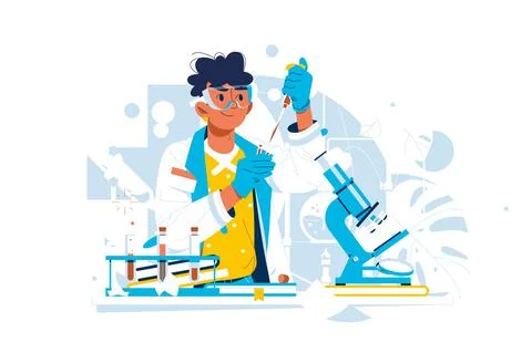 Laboratory worker examine test material Stock Illustration
