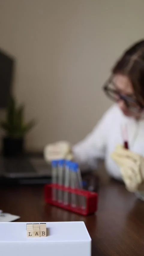 Laboratory worker examining blood sample Stock Footage 337336713