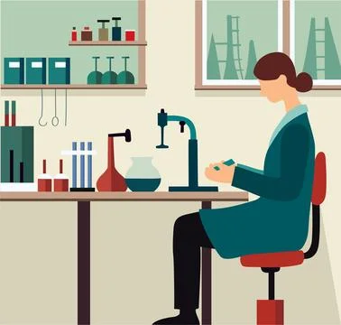 Laboratory worker making tests, vector illustration Stock Illustration
