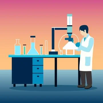 Laboratory worker making tests, vector illustration Stock Illustration