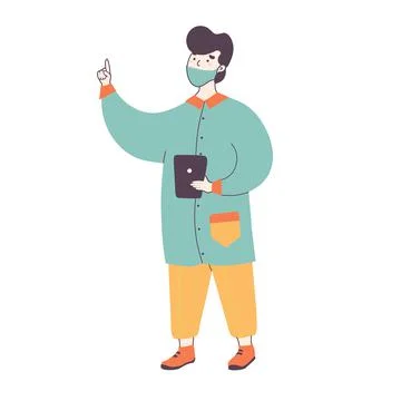 Laboratory worker in mask flat illustration Stock Illustration