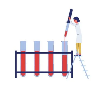 Laboratory worker taking blood sample from test tube with glass dropper Stock Illustration