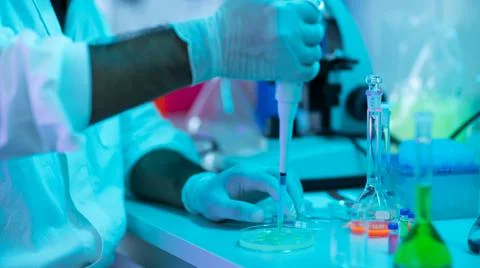 Laboratory Worker Using a Dropper to Drop some Liquid Stock Photos