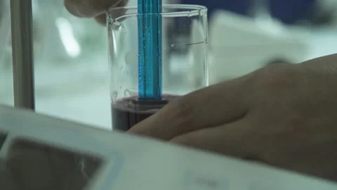 Laboratory working process. Testing natural juice made of fruit Stock Footage 153027858