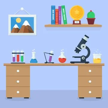 Laboratory workspace and workplace concept. Stock Illustration