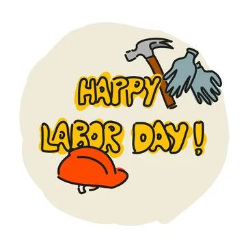 LaborDayWorkGlovesHammerHelmet2 Stock Illustration