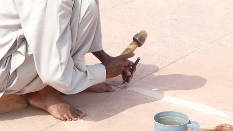 Laborer doing renovation works Stock Footage 86592199