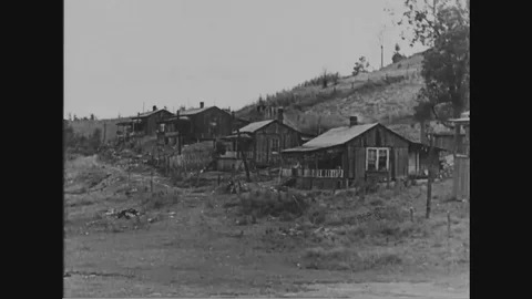 Laborers work on dam construction site at Tennessee Valley - 1936 Stock Footage 86486303