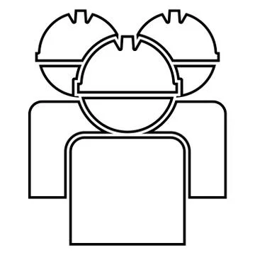 Labors group workers in helmet icon black color illustration flat style simpl Stock Illustration