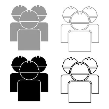 Labors group workers in helmet icon set grey black color Illustrazione stock