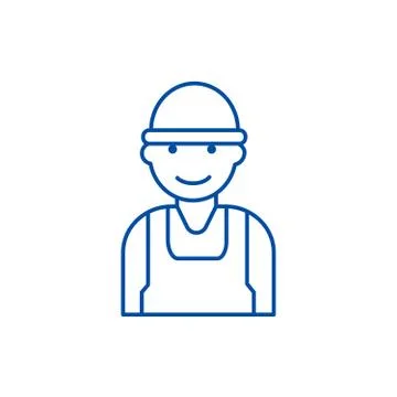 Labor,worker,builder line icon concept. Labor,worker,builder flat vector symbol Stock Illustration