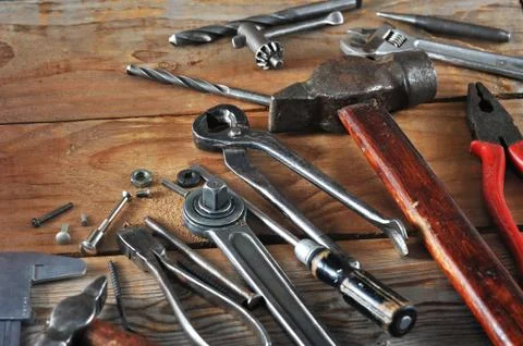 Labour day background concept - many handy working tools Stock Photos