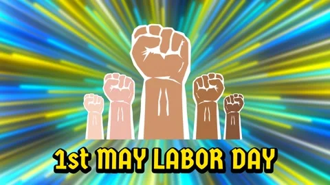 Labour day with closed hands in different skin colour on bright blur moving.. Stock Footage 237757980