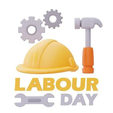 Labour day with Construction tools and equipment.3d rendering Stock Illustration