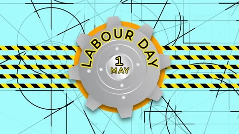 Labour day on first may animation Stock Footage 237757928