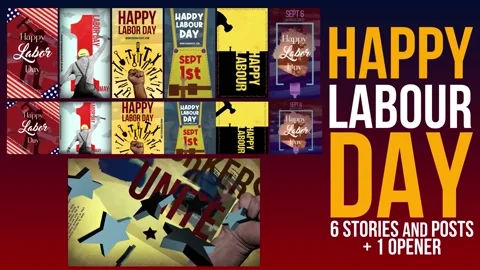 Labour Day Stories + Opener After Effects stock
