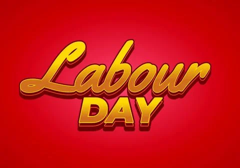 Labour day. Text effect in gold red color with eye catching effect Stock Illustration