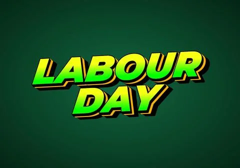 Labour day. Text effect in green yellow color with eye catching effect Stock Illustration