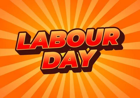 Labour day. Text effect in red orange color with eye catching effect Stock Illustration