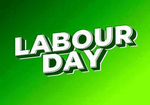Labour day. Text effect in white green color with eye catching effect Stock Illustration
