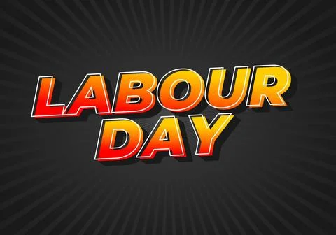 Labour day. Text effect in yellow red color with eye catching effect Stock Illustration