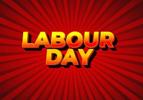 Labour day. Text effect in yellow red color with eye catching effect Stock Illustration