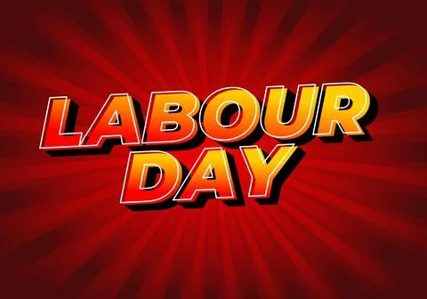 Labour day. Text effect in yellow red color with eye catching effect Stock Illustration
