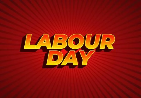 Labour day. Text effect in yellow red color with eye catching effect Stock Illustration