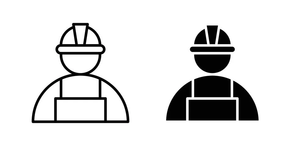 Labour icon solid, line, and editable vector set. Stock Illustration