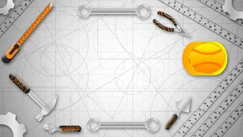 Labour tools and engineering background with copy space 스톡 일러스트