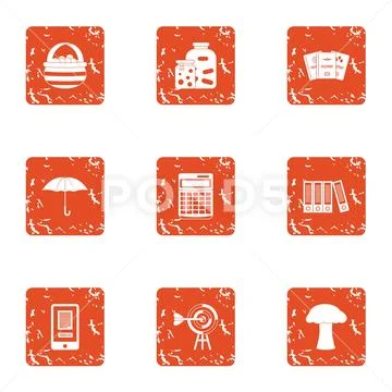 Labourer icons set, grunge style Stock Illustration