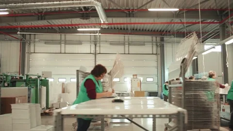 Labourers inside Factory Working During Pandemic Vídeo Stock 142138197