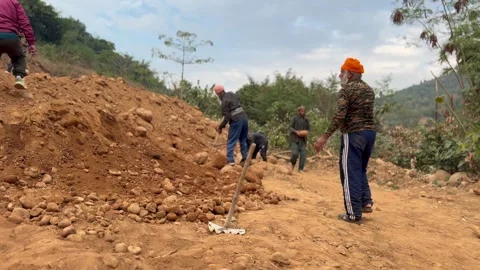 Labourers at work Stock Footage 324512266