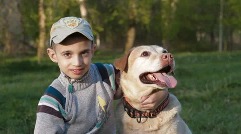 Labrador and boy Video stock 24335520