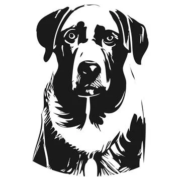 Labrador dog vector hand drawn vector black and white Stock Illustration