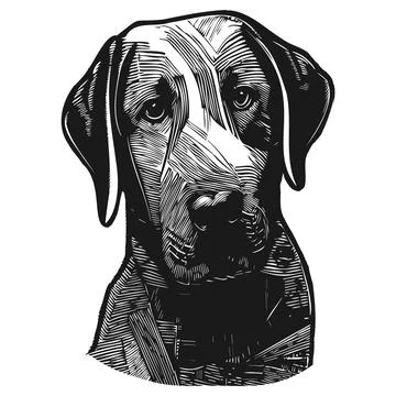 Labrador face vector hand drawn vector black and white Stock Illustration