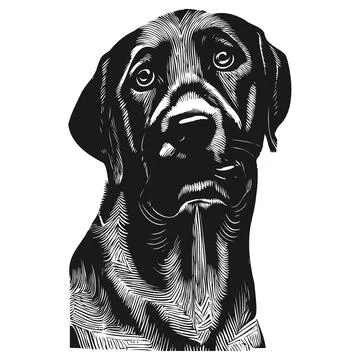 Labrador logo hand drawn vector black and white Stock Illustration