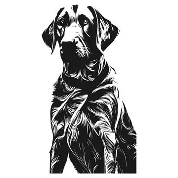 Labrador vector art hand drawn vector black and white Stock Illustration