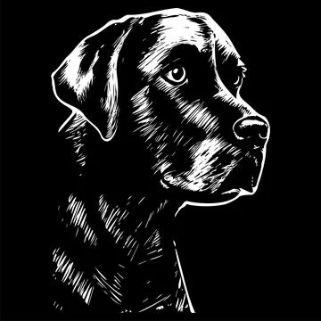 Labrador vector hand drawn vector black and white Stock Illustration