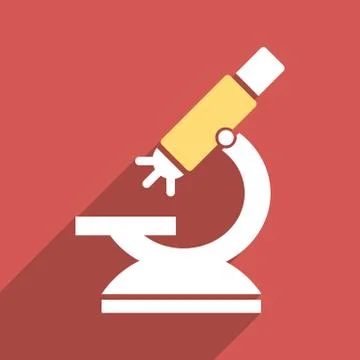 Labs Microscope Flat Long Shadow Square Icon Illustrazione stock
