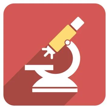 Labs Microscope Flat Rounded Square Icon with Long Shadow Stock Illustration