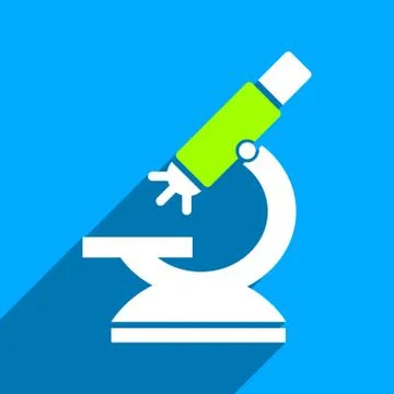 Labs Microscope Flat Square Icon with Long Shadow Stock Illustration