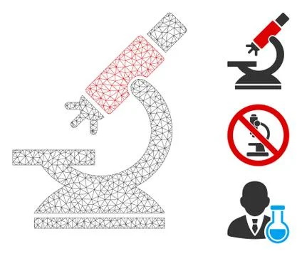 Labs Microscope Polygonal Frame Vector Mesh Illustration Illustrazione stock