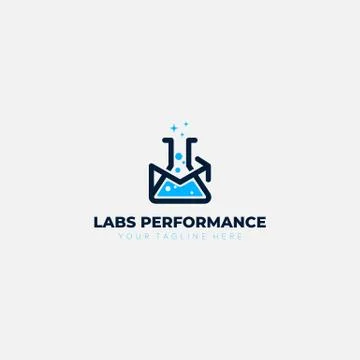 Labs performance financial logo designs with mail and arrow Stock-Illustration