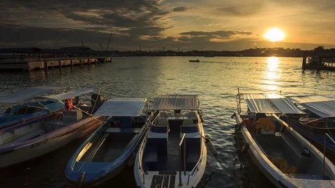 Labuan's Terminal Port Sunset Stock-Footage 85493877