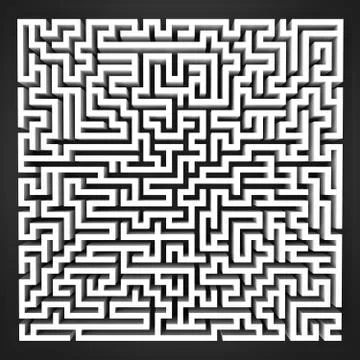 Labyrinth black and white perspective upper view illustration Stock Illustration