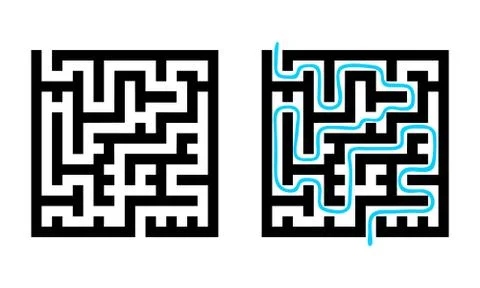 Labyrinth with black lines on white background Stock Illustration