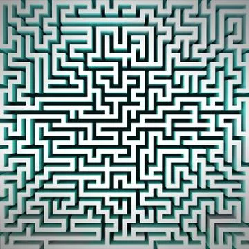 Labyrinth blue light structure perspective top view illustration Stock Illustration