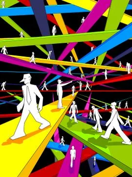 Labyrinth of bridges Stock Illustration